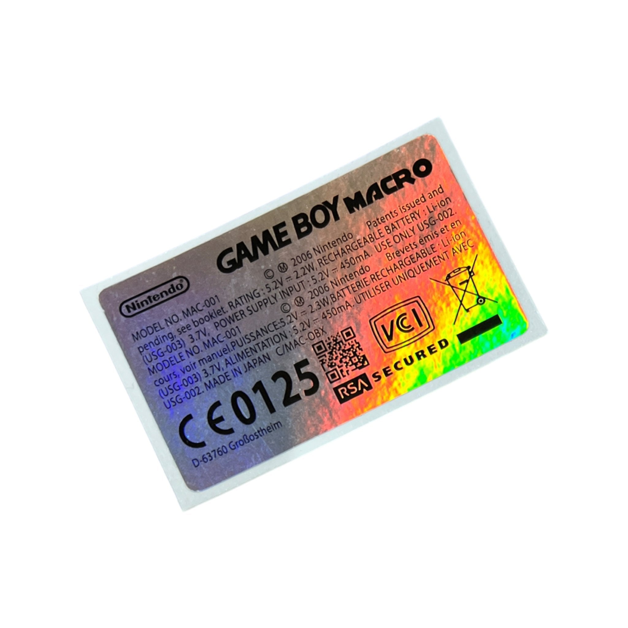 Reproduction sticker for Game Boy Macro console label holographic silver 1 pack | Obirux - 1