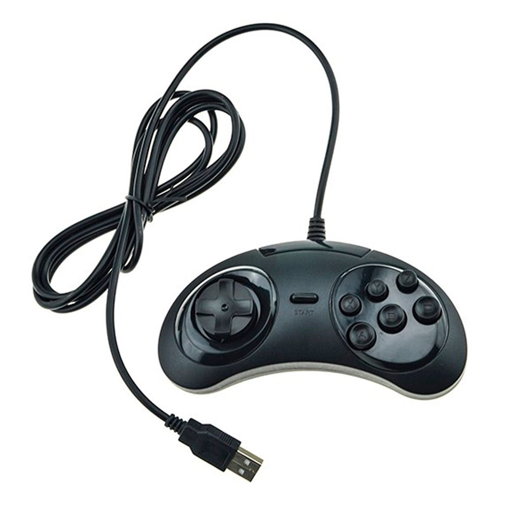 Retro PC & Mac wired USB controller classic Sega Mega Drive styled gamepad - 1.8m black | ZedLabz