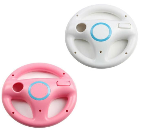 Racing Steering Wheel for Nintendo Wii controller wireless - White & Pink | ZedLabz