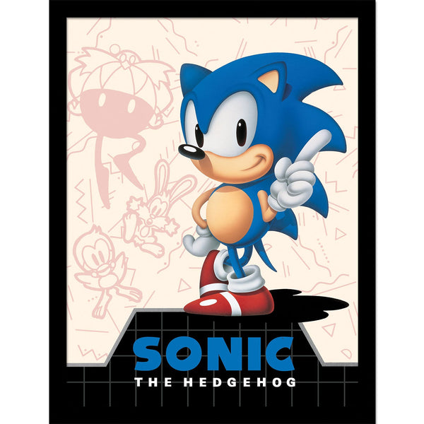 Sonic the Hedgehog Mega Drive cover framed collector print 30 x 40cm | Pyramid