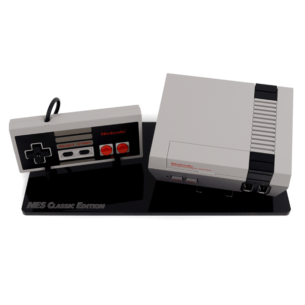 Shelf candy display stand for Nintendo NES Classic console & controller - Crystal Black | Rose Colored Gaming