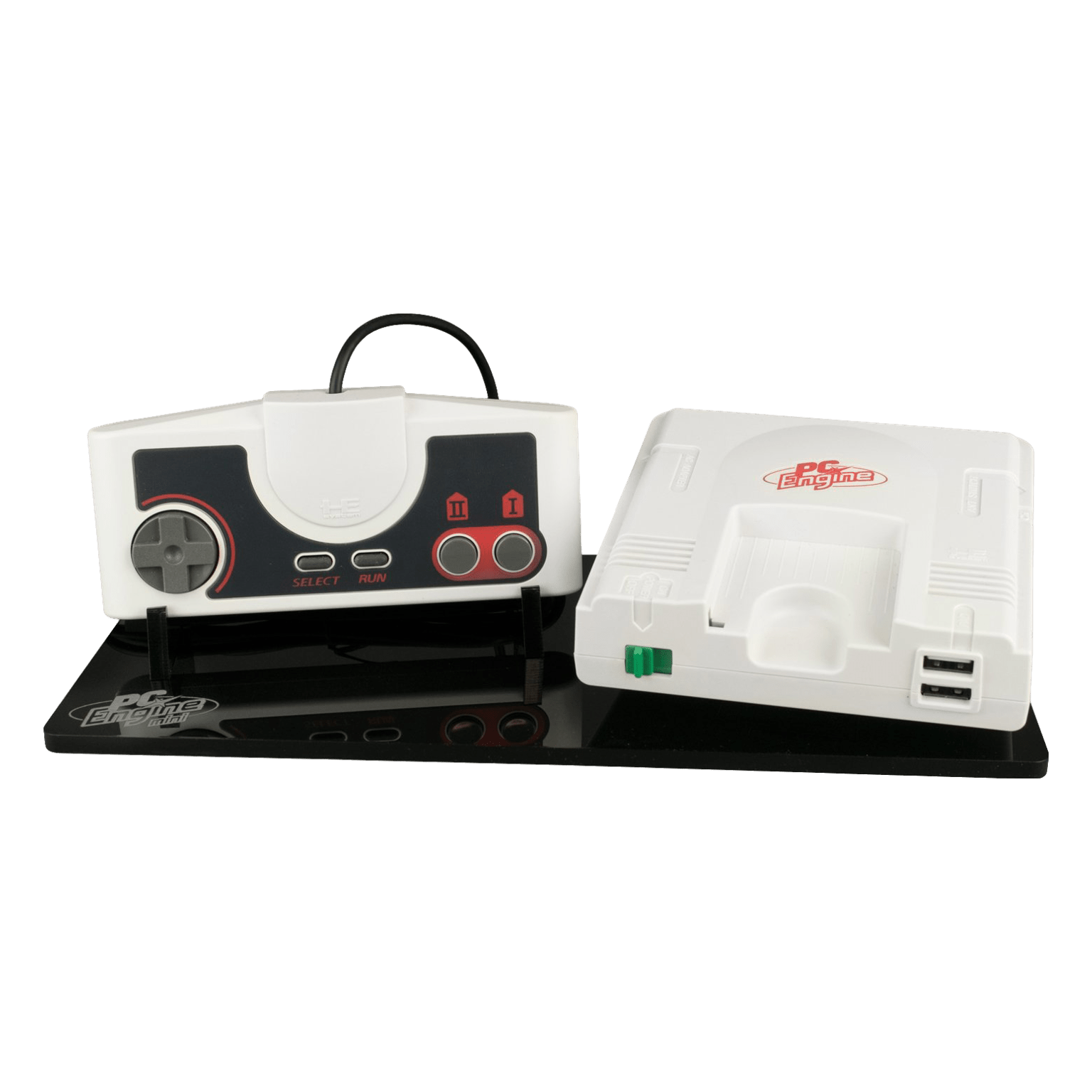 Shelf candy display stand for PC Engine Mini console & controller - Crystal Black | Rose Colored Gaming