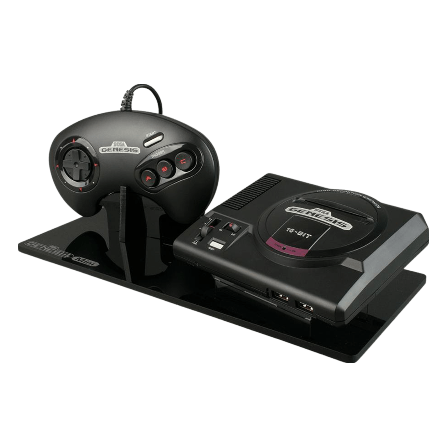 Shelf Candy stand for Sega Genesis Classic Mini holder console & controller - Crystal Black | Rose Colored Gaming