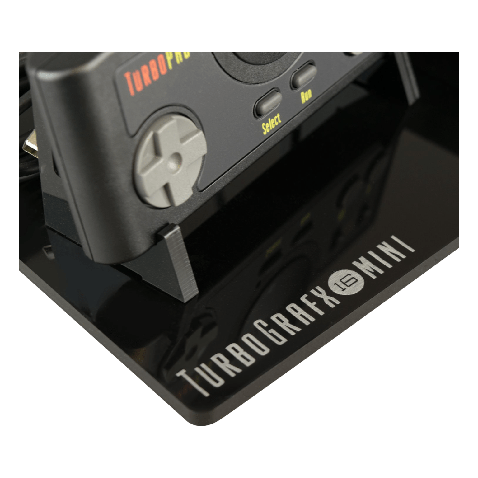Shelf Candy stand for TurboGrafx-16 Mini console & controller - Crystal Black | Rose Colored Gaming