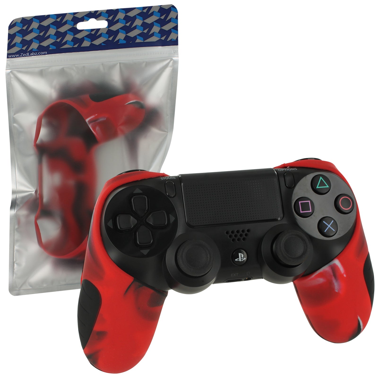 Silicone Grip Cover Skin For Sony PS4 Controllers - Camo Red | ZedLabz - 1