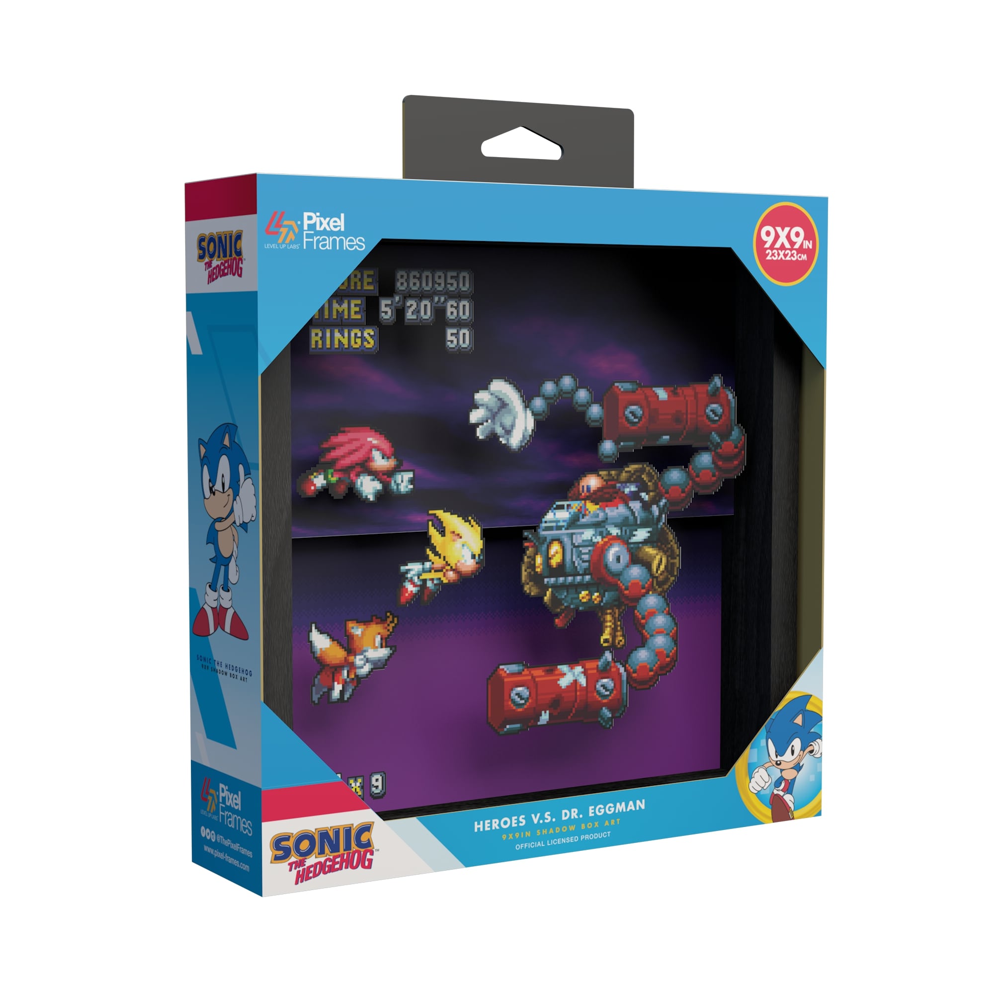 Sonic the Hedgehog Heroes Vs. Dr. Eggman scene video game (2017) shadow box art officially licensed 9x9 inch (23x23cm) | Pixel Frames