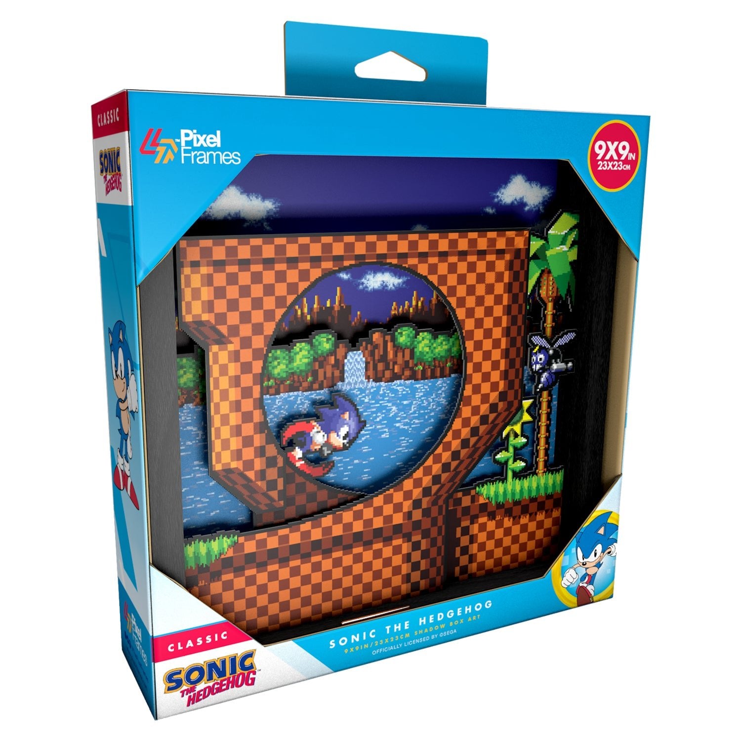 Sonic The Hedgehog Loop Scene video game (1991) shadow box art officially licensed 9x9 inch (23x23cm) | Pixel Frames