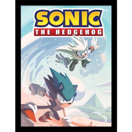 Sonic the Hedgehog wave framed collector print 30 x 40cm | Pyramid