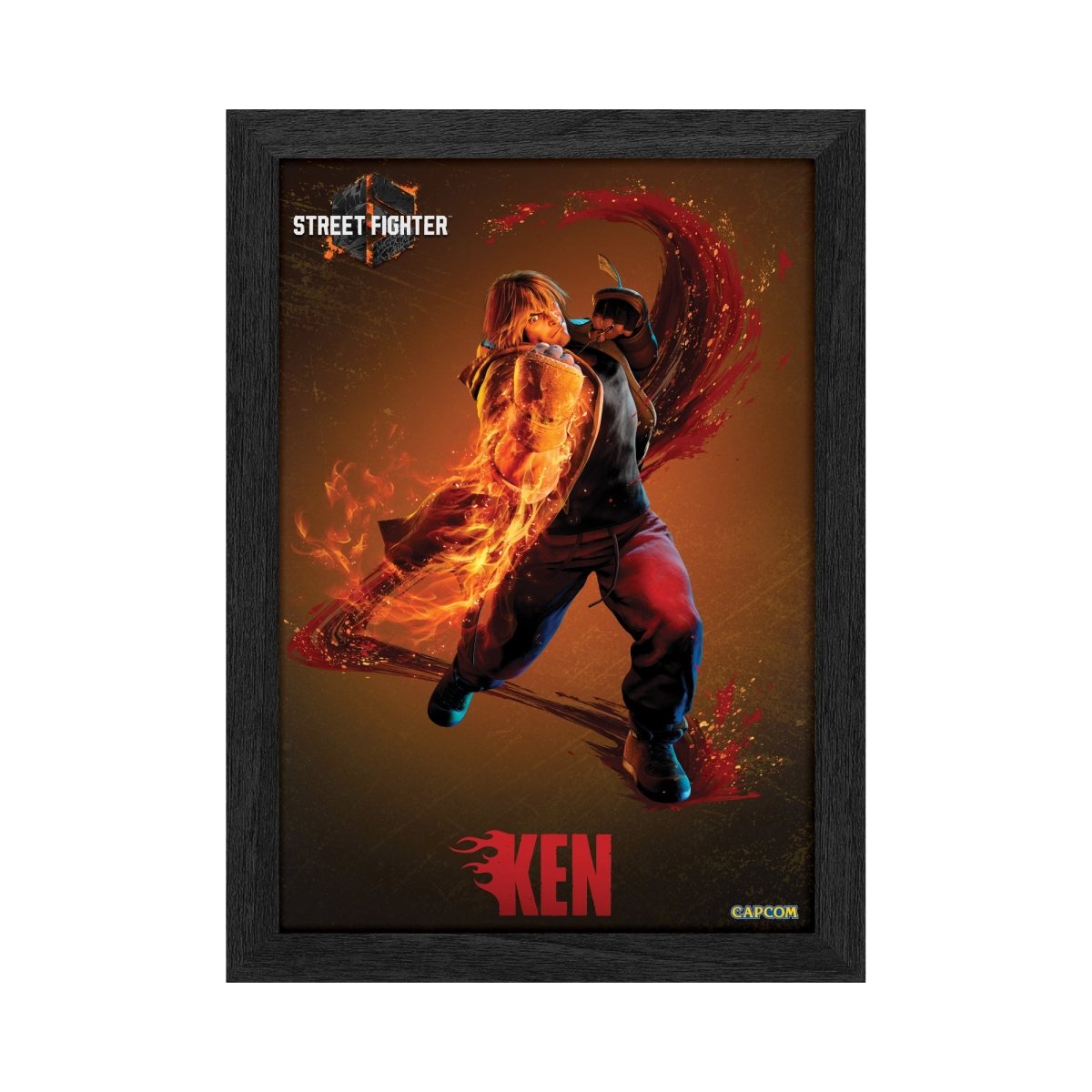 Street Fighter 6 Ken Plax lenticular frame 3D wall art officially licensed 10"x12" inch (23x30cm) | Pixel Frames