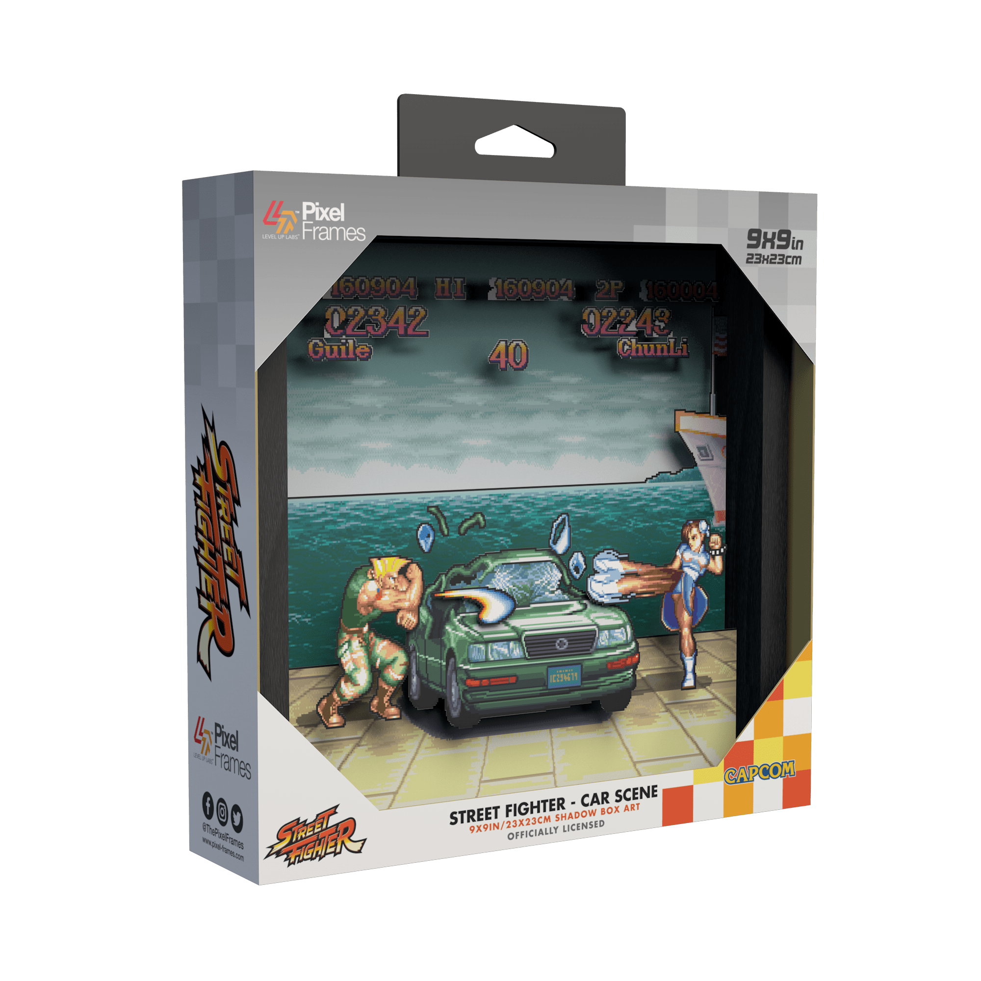 Street Fighter Car Scene video game (1991) shadow box art officially licensed 9x9 inch (23x23cm) | Pixel Frames
