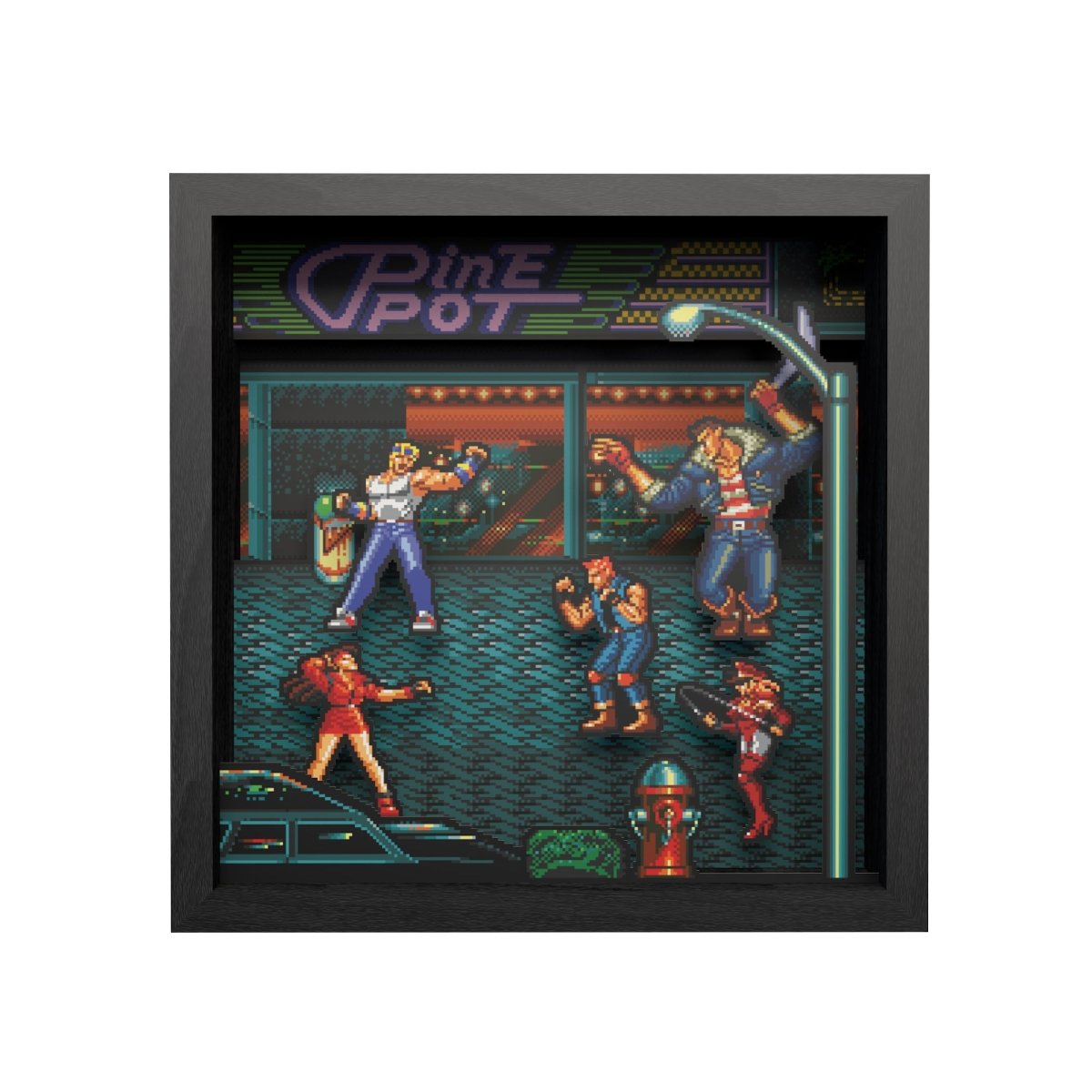 Streets Of Rage (1991) shadow box art officially licensed 9x9 inch (23x23cm) | Pixel Frames