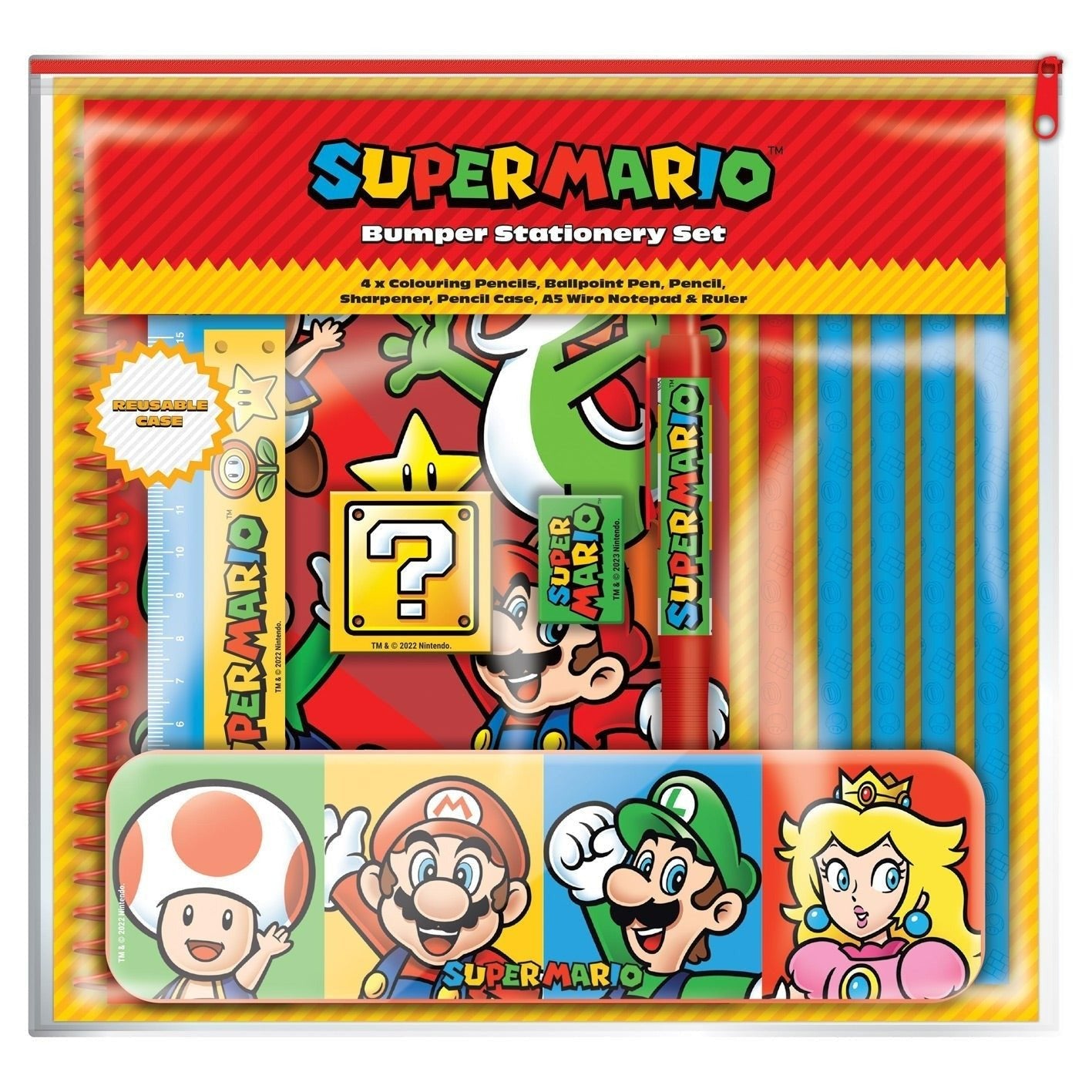 Super Mario Bumper Stationery Set Colour Block Design | Pyramid - 1