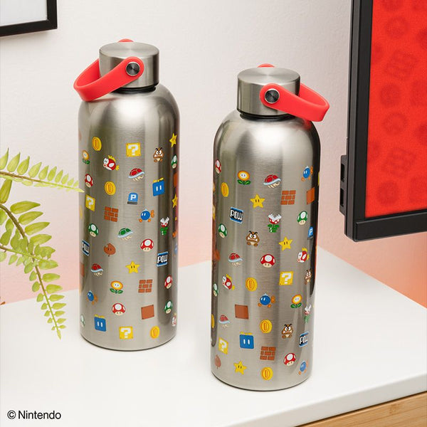 Super Mario Metal Water Bottle with Carry Loop | Paladone - 1