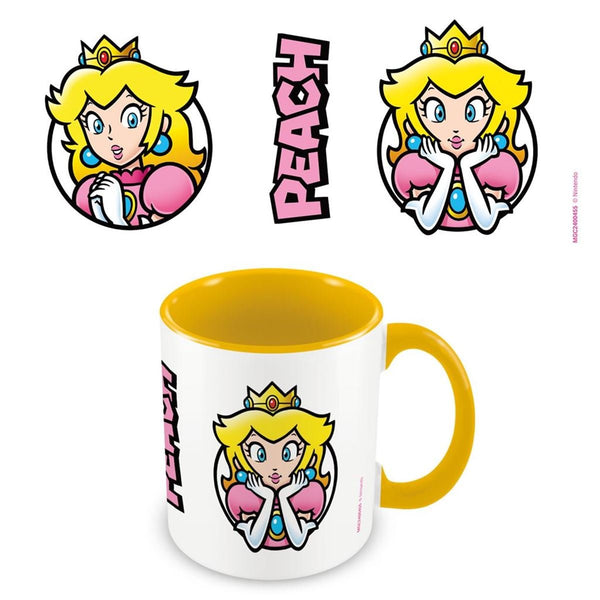Super Mario Princess Peach official mug 11oz/315ml white & yellow coloured inner and handle ceramic | Pyramid - 1