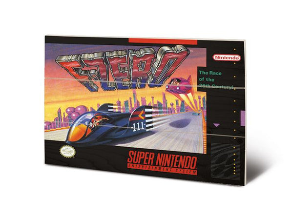 Super Nintendo F-Zero MDF wooden wall art print 20 x 29.5cm | Pyramid