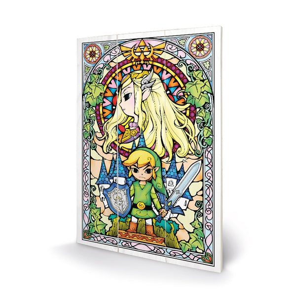 The legend of Zelda stained glass wood panel print 20 X 29.5 cm wall art | Pyramid - 1