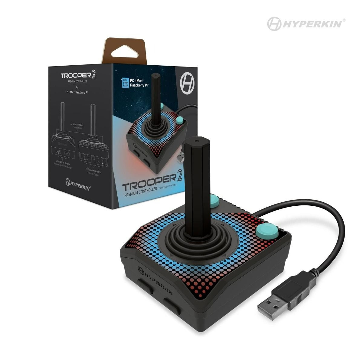 Trooper 2 Premium Wired USB Controller Joystick for PC Mac Linux Raspberry Pi | Hyperkin - 1