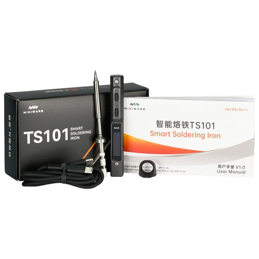 TS101 Smart soldering iron with OLED display & USB-C (includes B2 tip) | Miniware