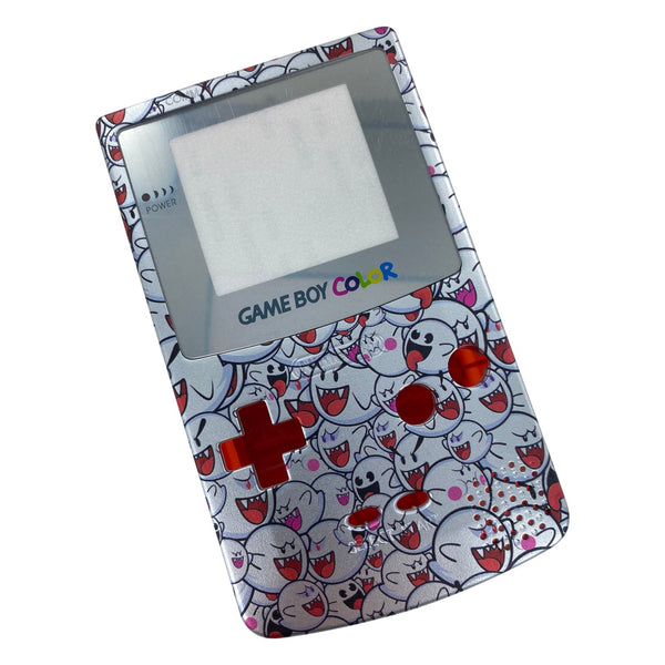UV Printed shell for Nintendo Game Boy Color custom Boo inspired design - UV printed front & clear red back housing | Jamesyplays