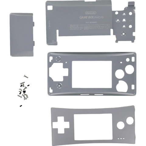 Full housing shell for Nintendo Game Boy Micro console replacement mod kit - Chrome Silver | ZedLabz