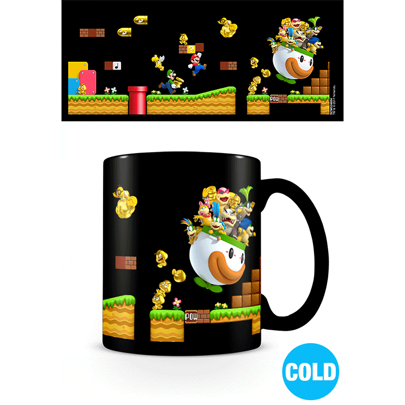 Super Mario gold coin rush heat changing official mug 11oz/315ml Black | Pyramid