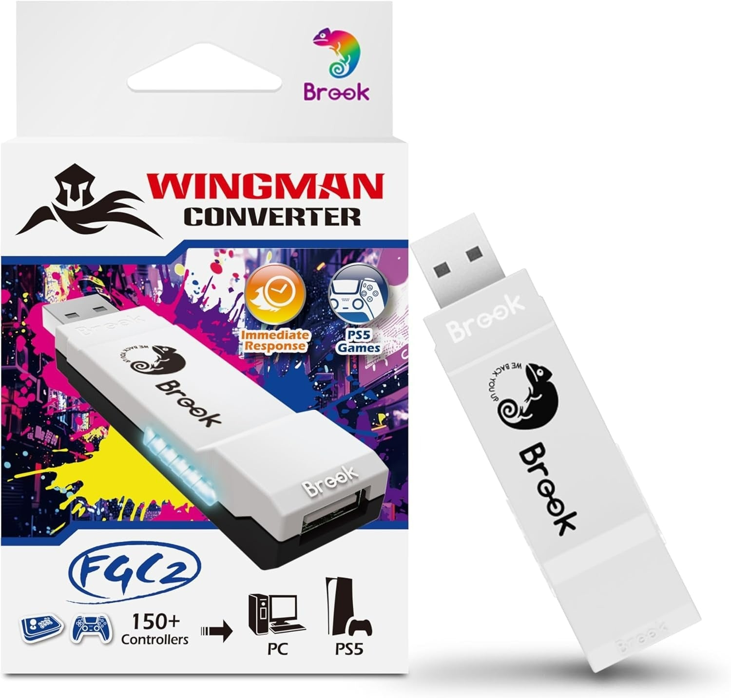Wingman FGC 2 Converter adapter for wired controllers & arcade joystick to PS5 & PC - White | Brook