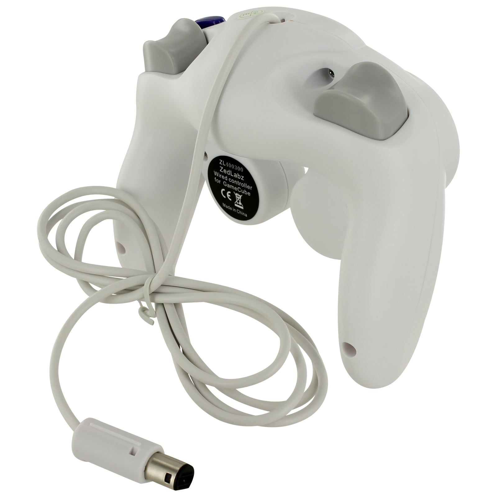Wired controller for Nintendo GameCube GC vibration gamepad with turbo function - White | ZedLabz - 2