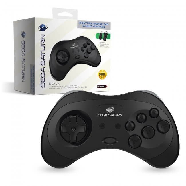 Wireless Controller for Sega Saturn, PC, & Mac 2.4G - Black | Retro-Bit