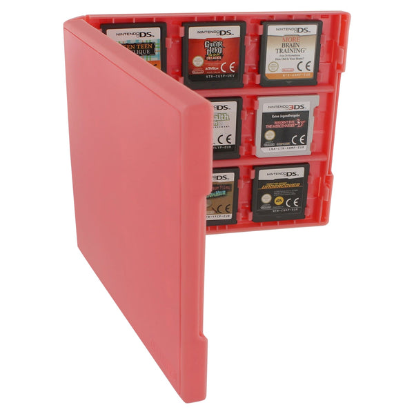 ZedLabz 18 game card case for Nintendo 3DS, 2DS & DS - 18 in 1 game cartridge folio style plastic storage case travel box - pink