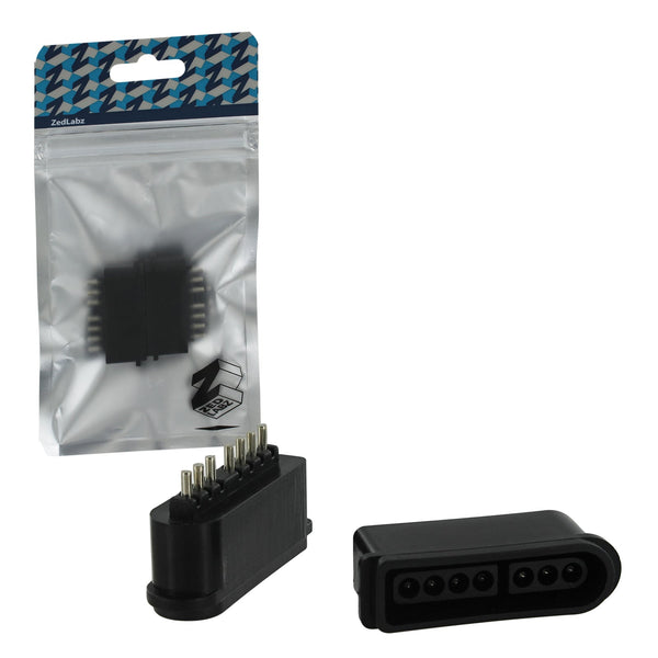 ZedLabz 7 pin female controller connector port for Nintendo Snes console - 2 pack black