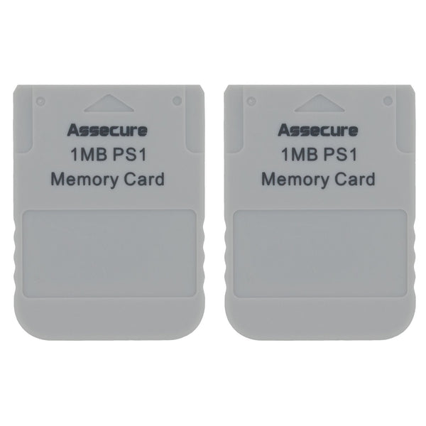 ZedLabz Memory card for Sony PS1 1MB 15 block PSX PlayStation one PSone (PS2 compatible*) - 2 pack grey
