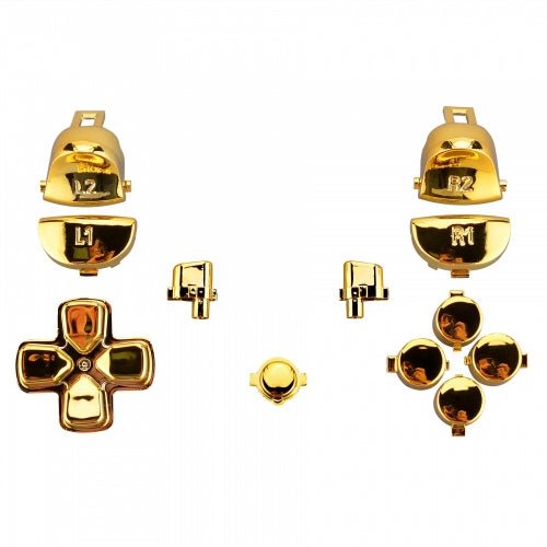 ZedLabz replacement trigger, action, d - pad & option / share button set mod kit for Sony PS4 Pro JDM - 040 controllers - Chrome gold - 1