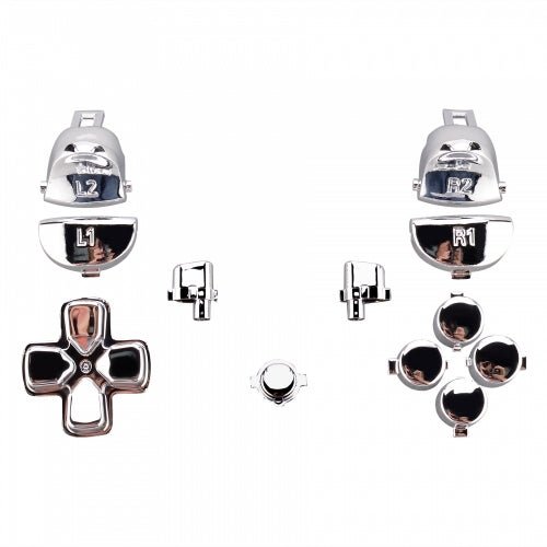 ZedLabz replacement trigger, action, d-pad & option / share button set mod kit for Sony PS4 Pro JDM-040 controllers - Chrome silver