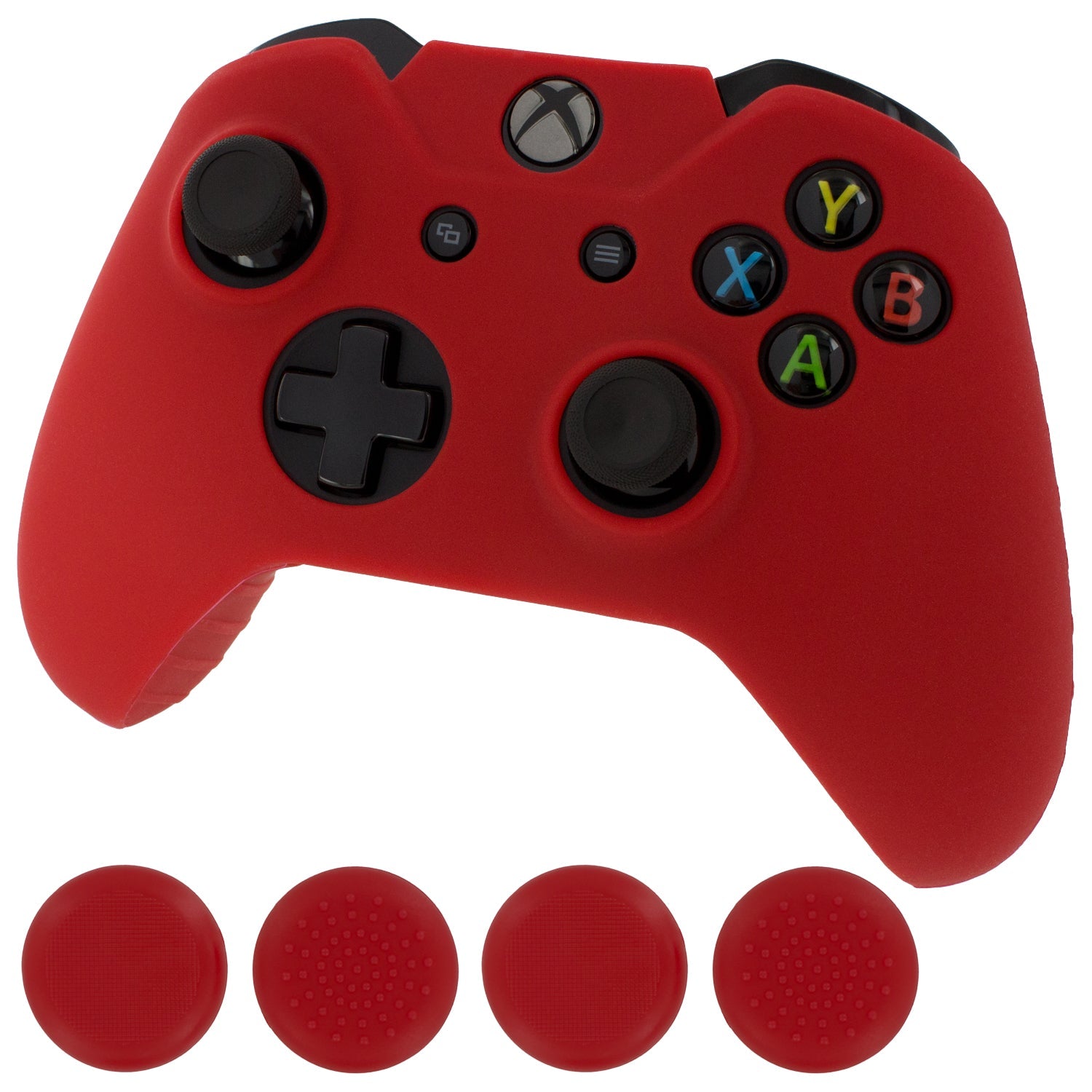 ZedLabz silicone rubber skin grip cover & thumb grip pack for Xbox One controller - red