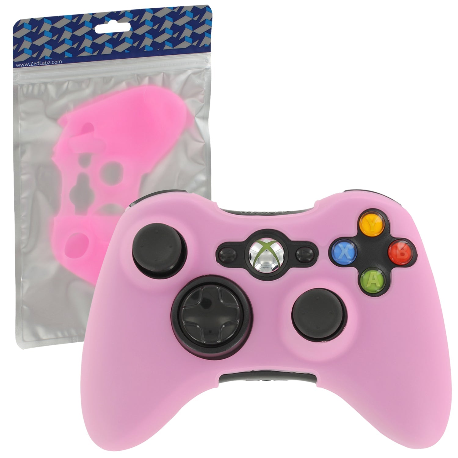 ZedLabz soft silicone rubber skin grip cover case for Microsoft Xbox 360 controller - pink