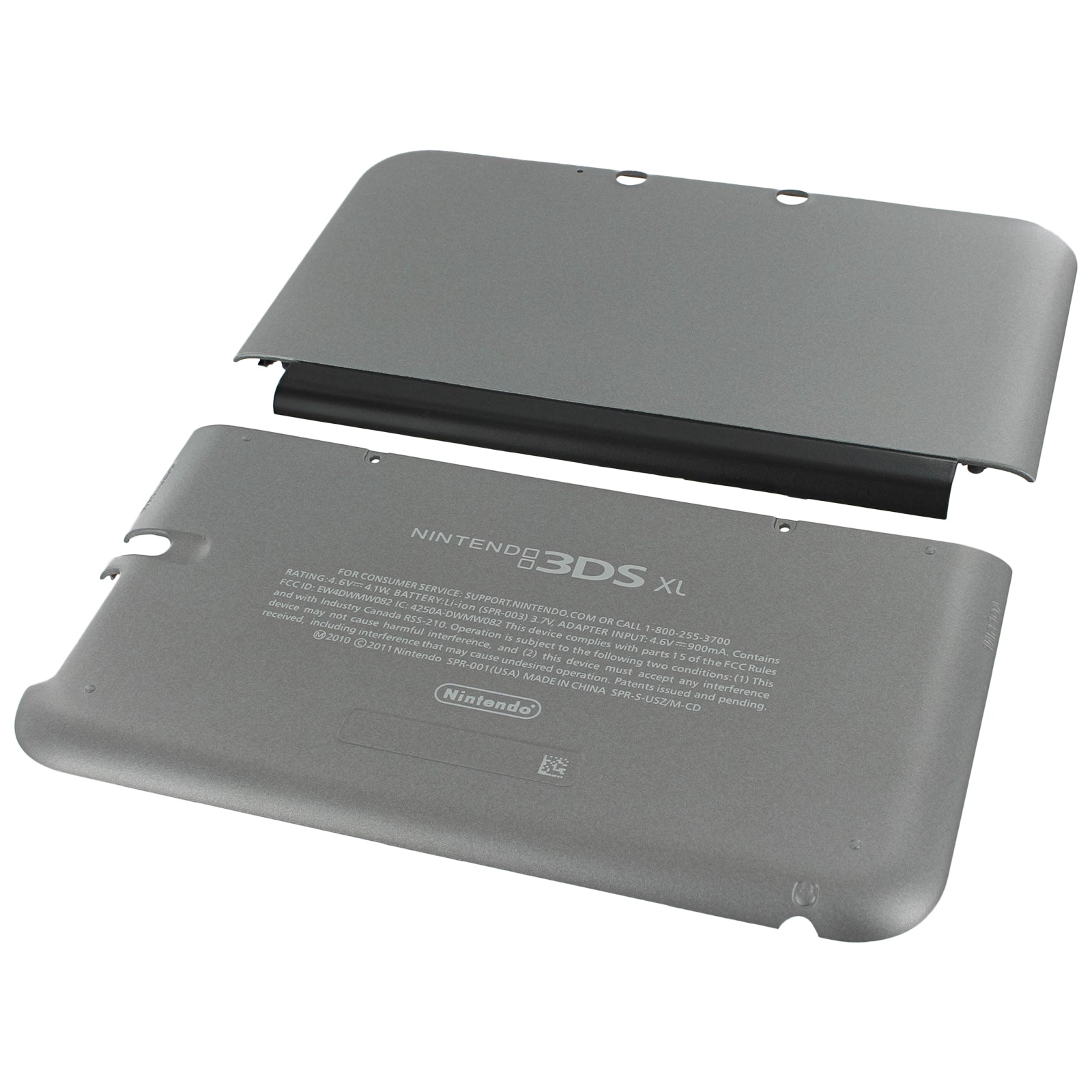 ZedLabz top & bottom cover plates kit for Nintendo 3DS XL console (old 2012) - silver