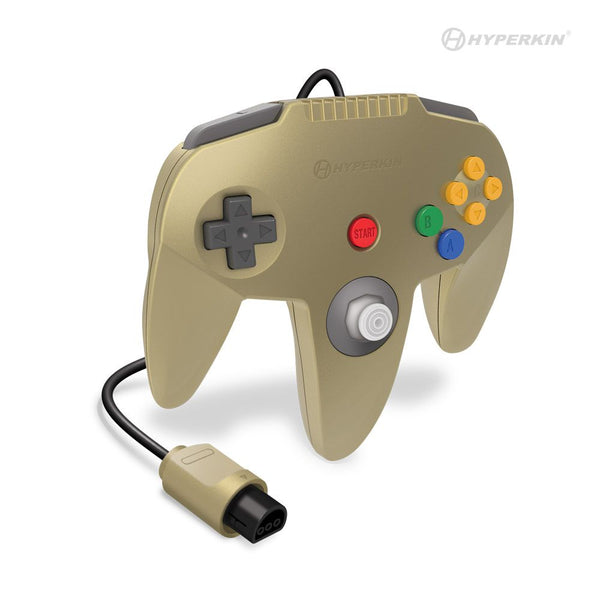 Captain Premium wired controller for Nintendo 64 N64 console - Gold | Hyperkin