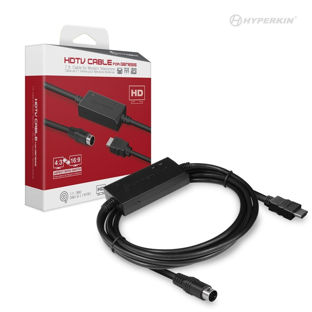 HDMI Adapter HDTV cable for Sega Genesis / Mega Drive 1 2 & 3 games consoles 720p 16:9 & 4:3 aspect ratio support USB powered | Hyperkin