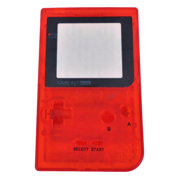 Housing shell for Nintendo Game Boy Pocket console repair replacement kit - Clear Red\Black Writing | ZedLabz