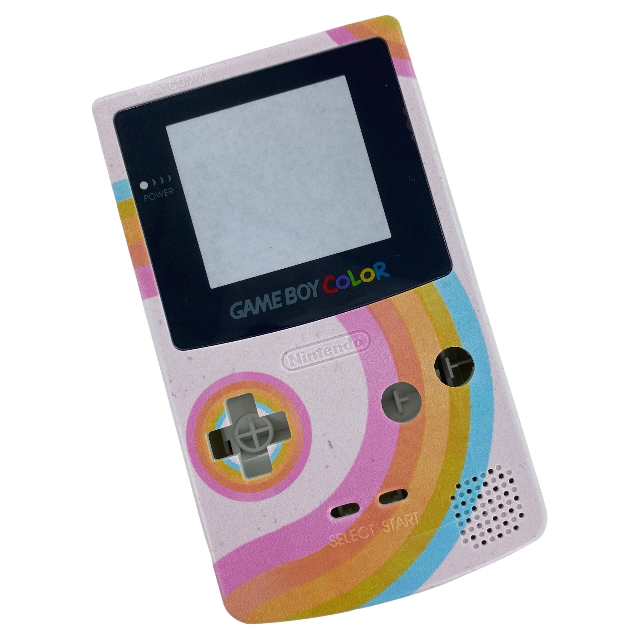 Pastel Rainbow housing shell for Nintendo Game Boy Color - UV printed front & white back | ZedLabz - 1