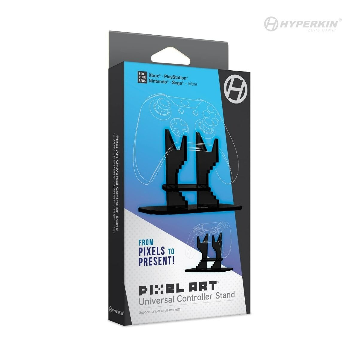 Pixel Art universal acrylic controller stand for Xbox, Playstation, Nintendo - Black | Hyperkin