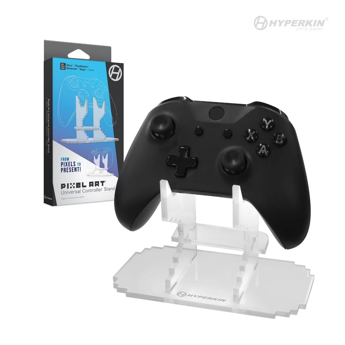 Pixel Art universal acrylic controller stand for Xbox, Playstation, Nintendo - Clear | Hyperkin