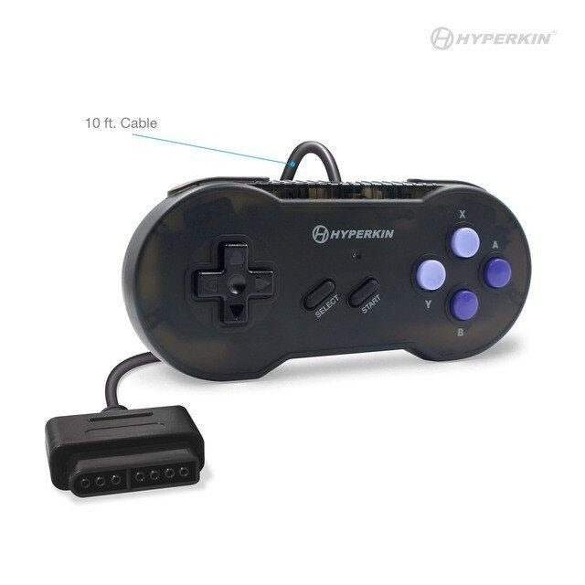 Scout Premium wired controller for SNES Super Nintendo console - Black | Hyperkin