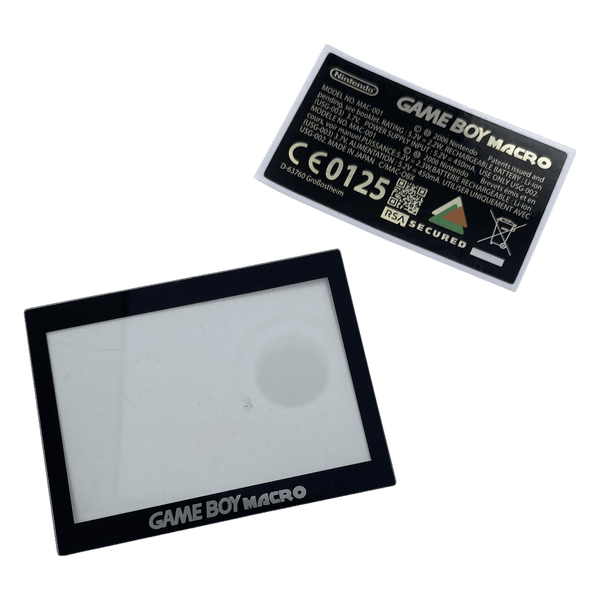 Screen lens GLASS for Game Boy Macro console & Holographic reproduction sticker - Black | Obirux