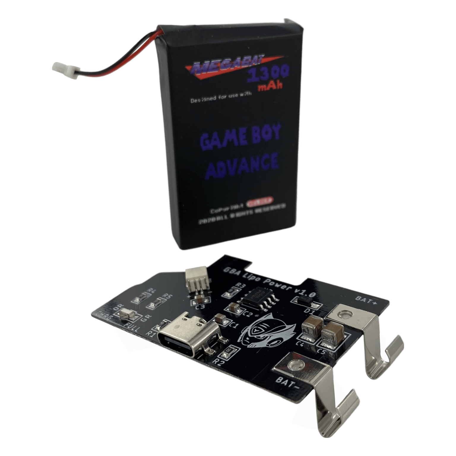 USB C battery pack for Nintendo Game Boy Advance by Helder 1300 Mah rechargable Lipo mod GBA | Helders Game Tech