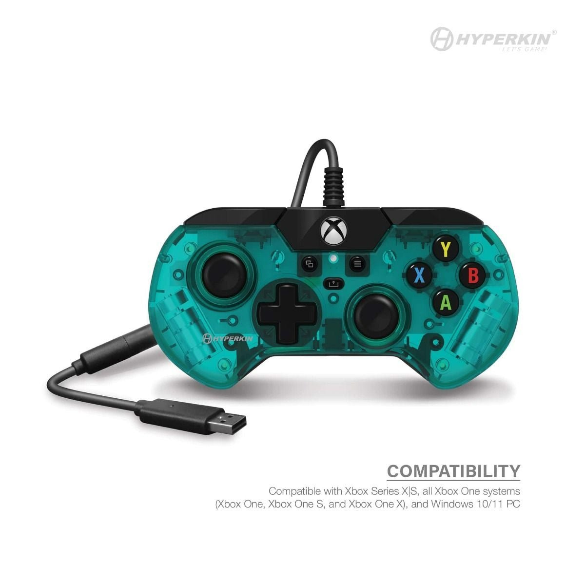 X91 retro style wired controller gamepad for Microsoft Xbox Series X/ Xbox Series S/ Xbox One/ Windows 10/11 PC - Clear green | Hyperkin