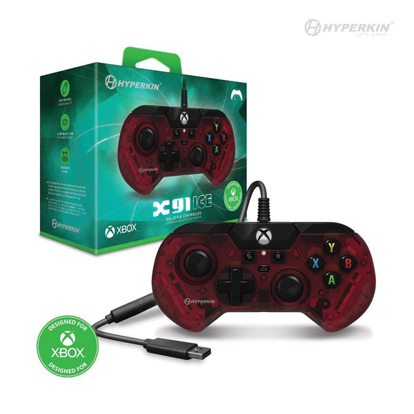 X91 retro style wired controller gamepad for Microsoft Xbox Series X/ Xbox Series S/ Xbox One/ Windows 10/11 PC - Clear red | Hyperkin