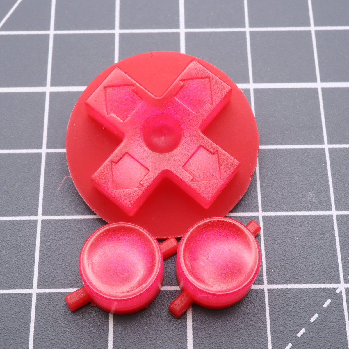 Hand cast custom resin buttons for Nintendo NES controller NES-004 (also fits Game Boy DMG-01) - Raspberry Candy | Lab Fifteen Co