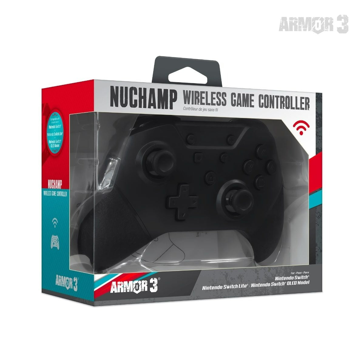 Nuchamp wireless game controller for Nintendo Switch / Lite / OLED console - Black | Armor 3
