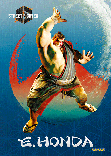Street Fighter 6 E. Honda Plax lenticular frame 3D wall art officially licensed 10"x12" inch (23x30cm) | Pixel Frames - 3